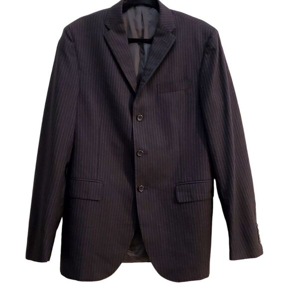 Polo Ralph Lauren Mens 3 Button Black Pinstripe Blazer Size 40R Extra Fine Wool - Picture 1 of 16